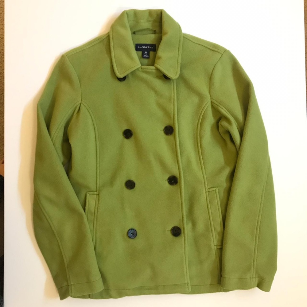 Lands’ End Green Avocado Pea Coat